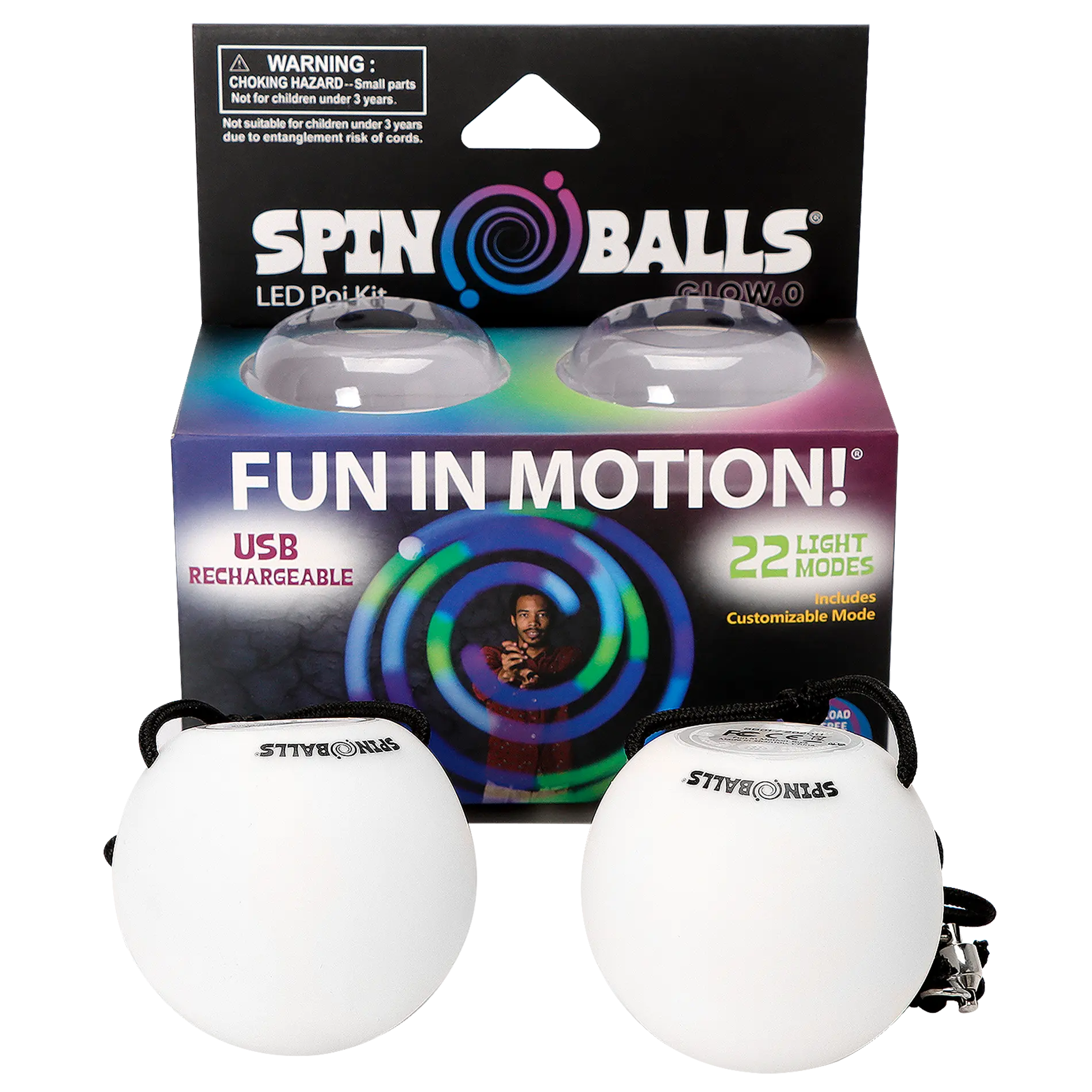 Glow. 0 LED Rechargeable Poi Set - Night Motion